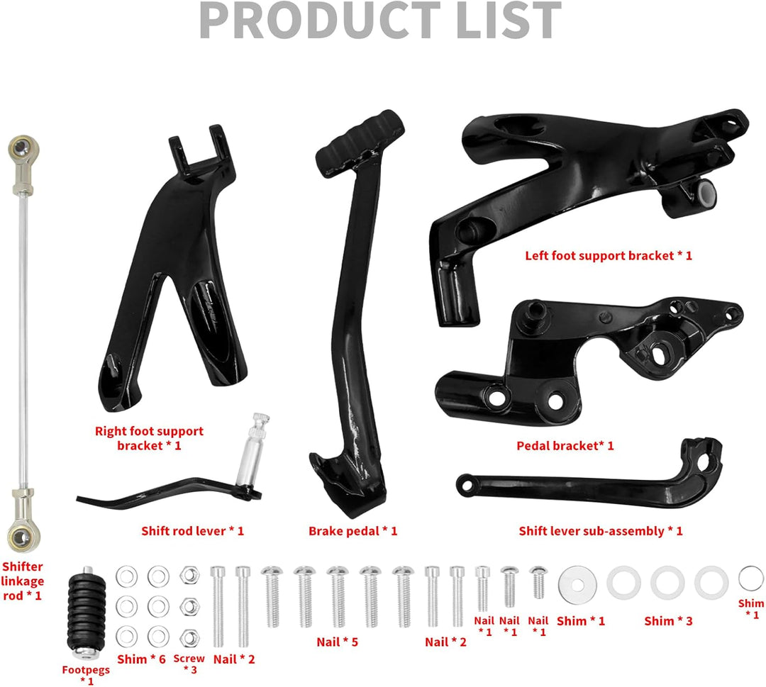 HDBUBALUS Forward Controls Komplettes Kit Hebelverbindungen Fit für Harley Low Rider Street Bob FXBB