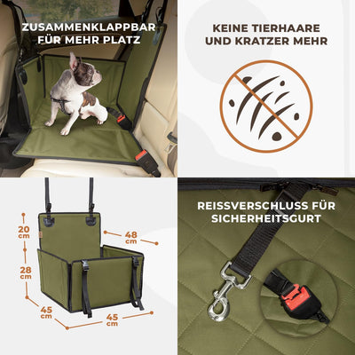 Extra Stabiler Hunde Autositz - Verstärkter Autositz für kleine und mittlere Hunde mit 4 Befestigung