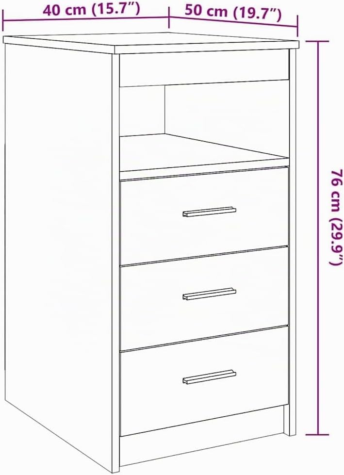 vidaXL Schubladenschrank Artisan-Eiche 40x50x76 cm Holzwerkstoff, Schrank, Kommode mit Schublade, Sc