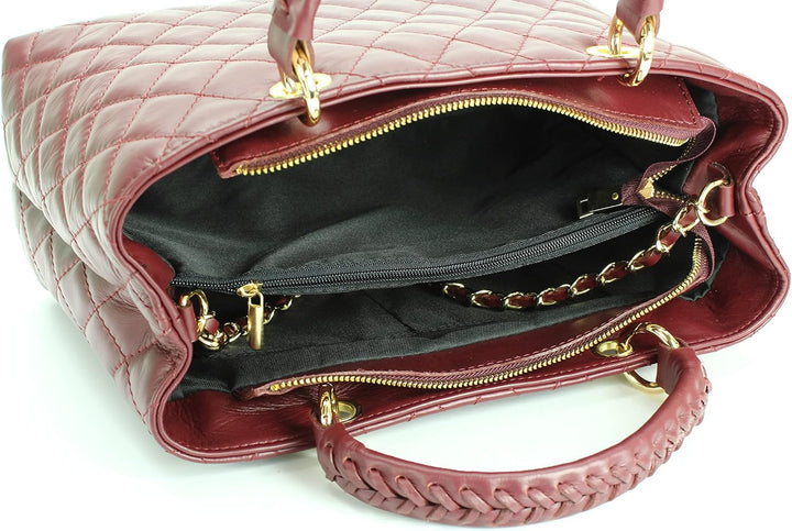 Belli edle italienische Echt Nappa Leder Damentasche Henkeltasche Umhängetasche gesteppt - 34x25x17