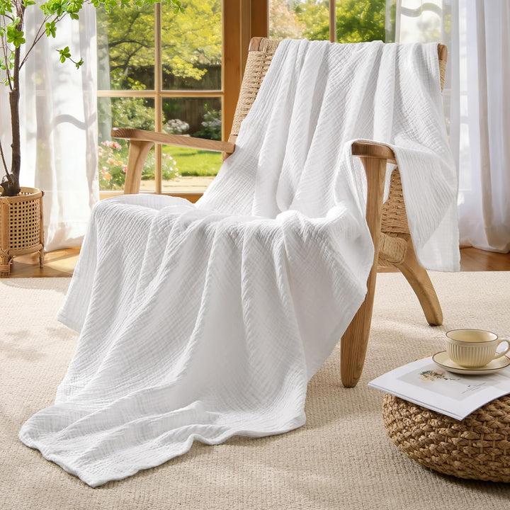 BEDELITE Musselin Decke 127x177 für Erwachsene - extra weiche & atmungsaktive Sommer Tagesdecke als