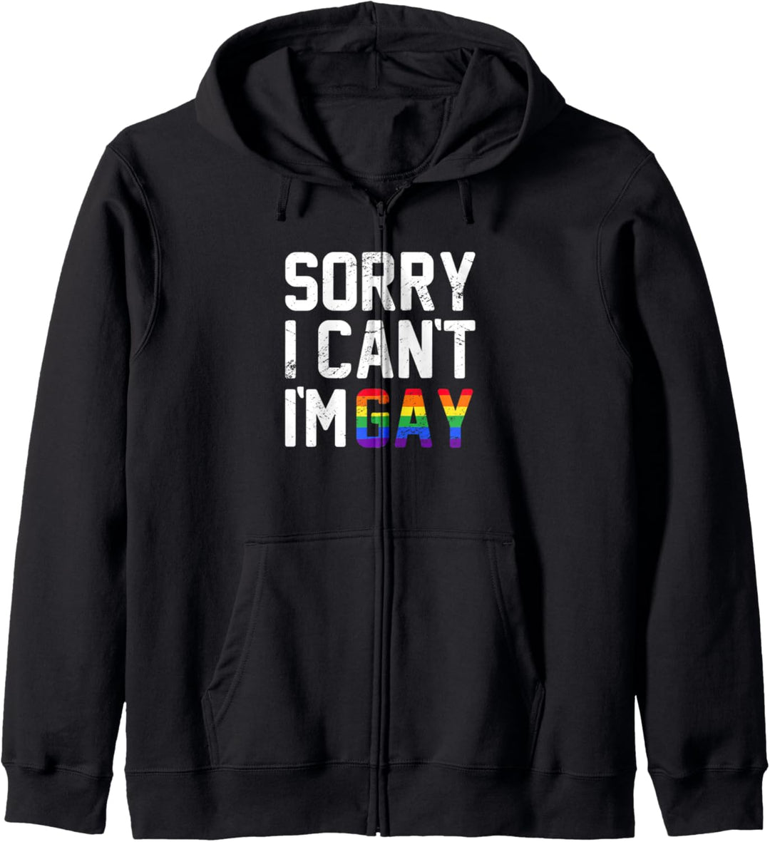 Sorry I Can't I'm Gay Lustig LGBTQ Regenbogen Flagge Monat Kapuzenjacke