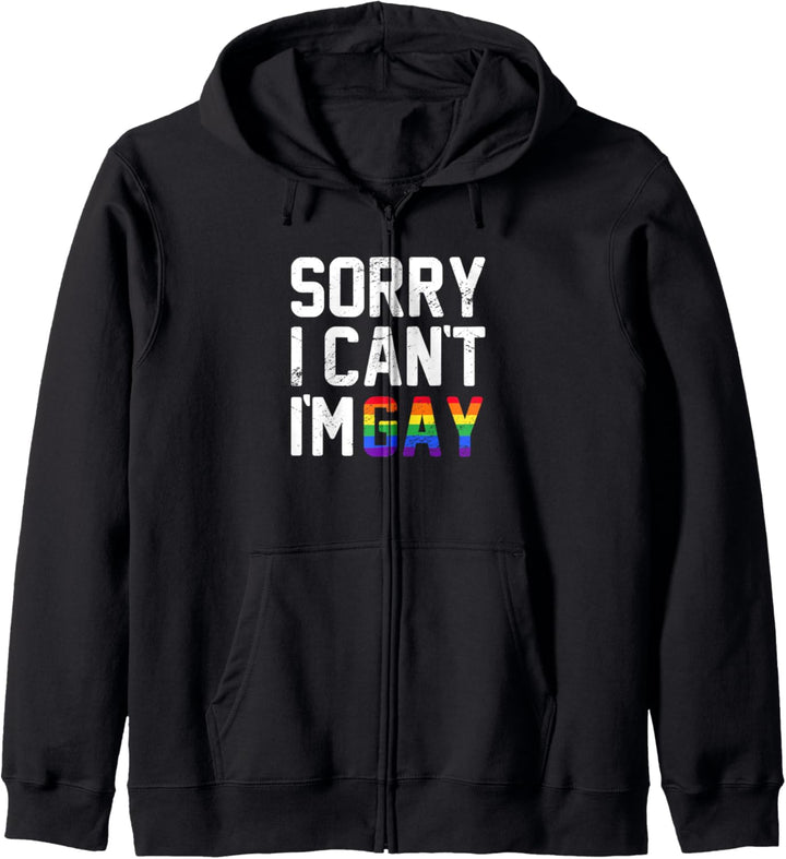 Sorry I Can't I'm Gay Lustig LGBTQ Regenbogen Flagge Monat Kapuzenjacke
