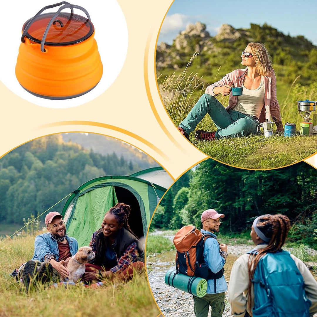 Silikon-Camping-Kochtopf, faltbarer Kaffeekessel, 1,5 l Wasserbehälter mit grossem Fassungsvermögen,