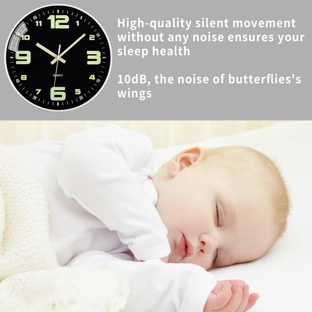 Leuchtend Wanduhr Ohne Tickgeräusche Lautlos 30cm Quarz Modern Gross Batterie Betriebene Wanduhr Ein