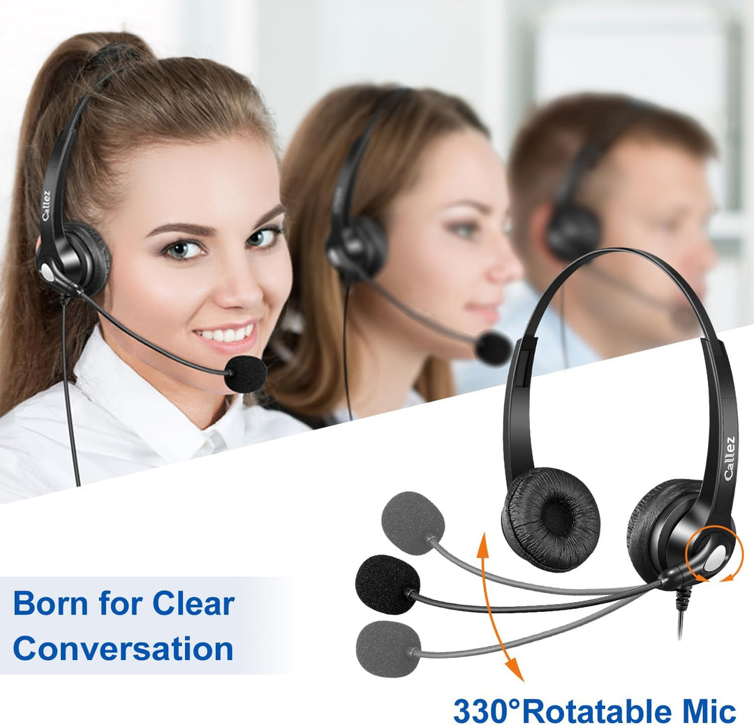 RJ45 Telefon Headset mit Mikrofon Noise Cancelling &amp; Quick Disconnect Kabel, Festnetztelefon Kopfhör