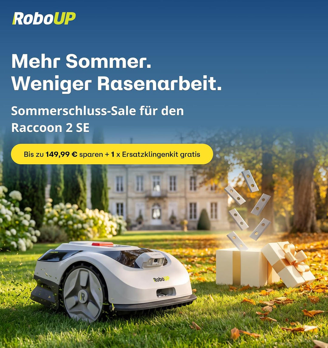 Raccoon 2 SE Mähroboter mit Ersatzklinge, Kabelllos, Ohne RTK, für Rasenfläche bis 600qm, Smarte App