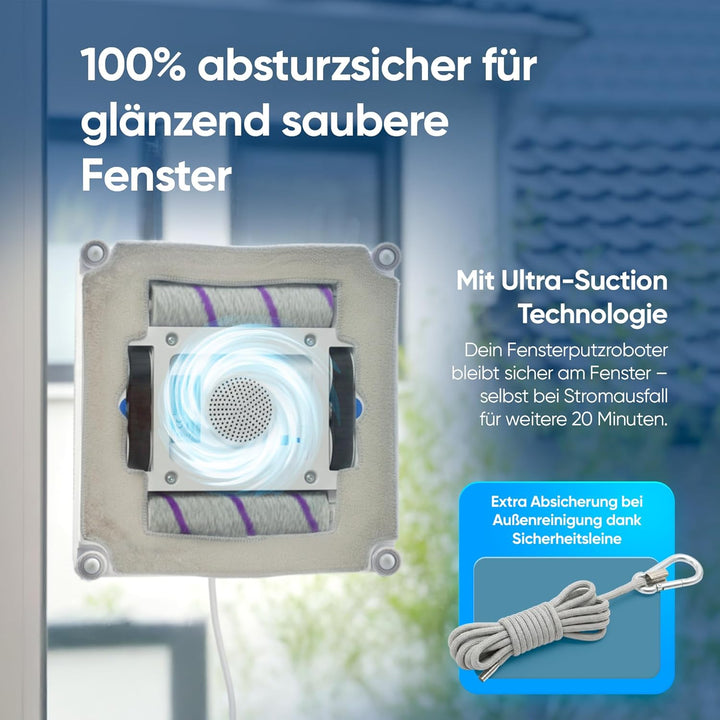 Fensterputzroboter Fensterputzer elektrisch, Fensterroboter 3-Düsen Sprühfunktion & Rollbürsten, win