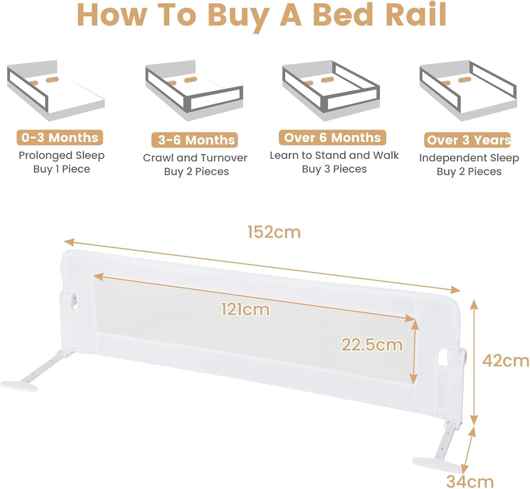 LIFEZEAL 152 cm Bettgitter, Klappbares Sicherheitsgitter mit Gurten, Bett Rausfallschutz Schutzgitte