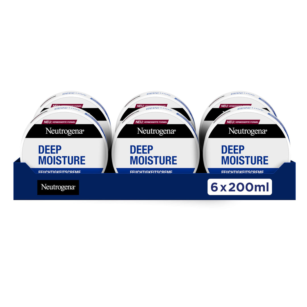 Neutrogena Deep Moisture Körpercreme 6x200 ml, nicht fettende Feuchtigkeitscreme mit 10 Prozent Glyc
