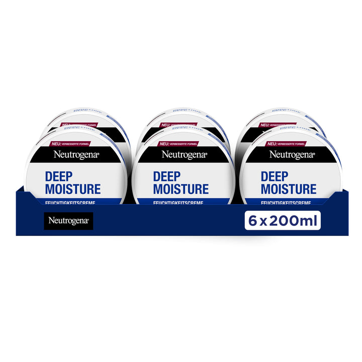 Neutrogena Deep Moisture Körpercreme 6x200 ml, nicht fettende Feuchtigkeitscreme mit 10 Prozent Glyc