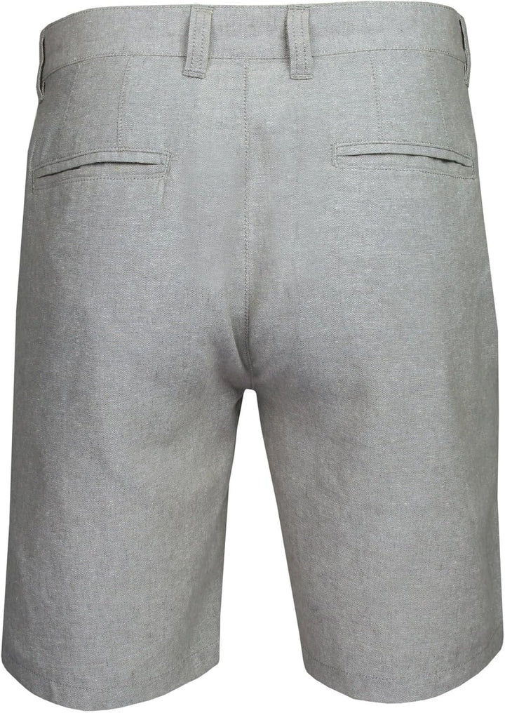 Xact Herren Leinen 23cm Tailored Chino Shorts, Regular Fit 34W Grey (Linen), 34W Grey (Linen)