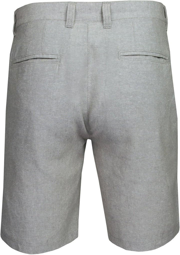 Xact Herren Leinen 23cm Tailored Chino Shorts, Regular Fit 36W Grey (Linen), 36W Grey (Linen)