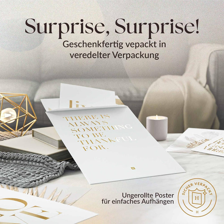 Heimlich® Premium Poster Set OHNE Bilderrahmen | 2 x DIN A3 & 4 x DIN A4 - ca. 30x42 & 21x30 | Stilv