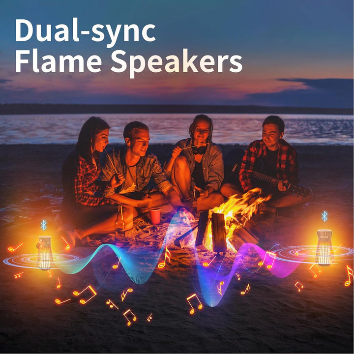 blonbar Outdoor Bluetooth-Lautsprecher mit Flammenlicht, Tragbarer Kabelloser Musikbox, IP65 Wasserd