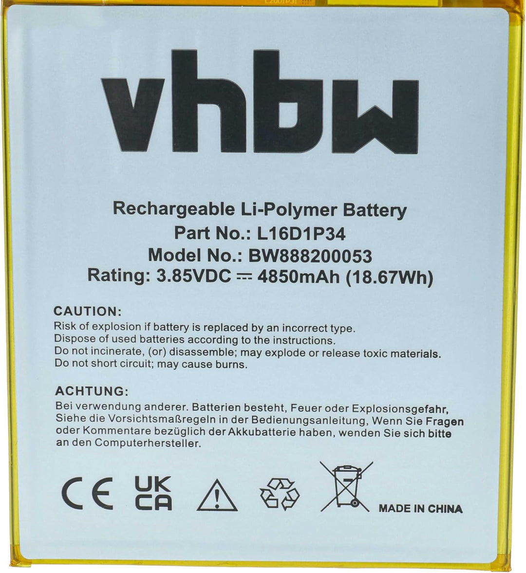 vhbw Akku kompatibel mit Lenovo Tab 4 8 Plus TB-8704X, 8 TB-8504F, 8 TB-8504X Tablet Pad (4850mAh, 3