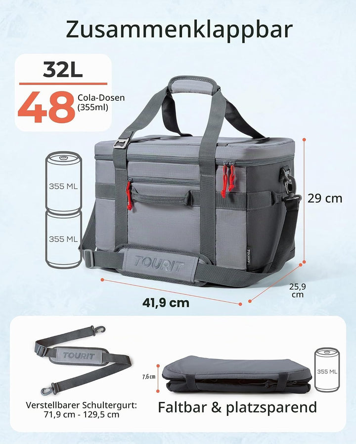 TOURIT Kühltasche Picknicktasche Isolierter weicher Kühler Gross Zusammenklappbar Thermotasche Leben
