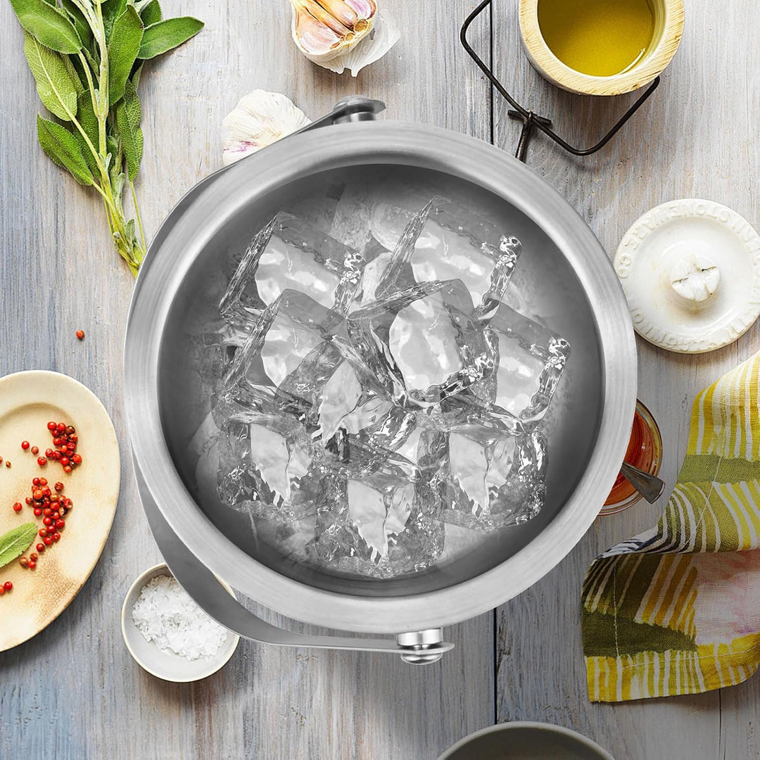Eiskübel, 2L Eiswürfelbehälter mit Deckel & Schaufel Edelstahl Eiseimer für Eiswürfel doppelwandiger