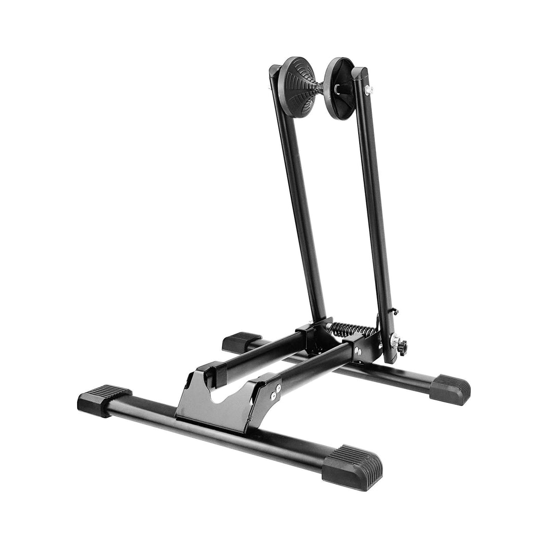 WELLGRO Fahrradständer - für Vorderrad oder Hinterrad, Stahl, schwarz, platzsparend zusammenklappbar