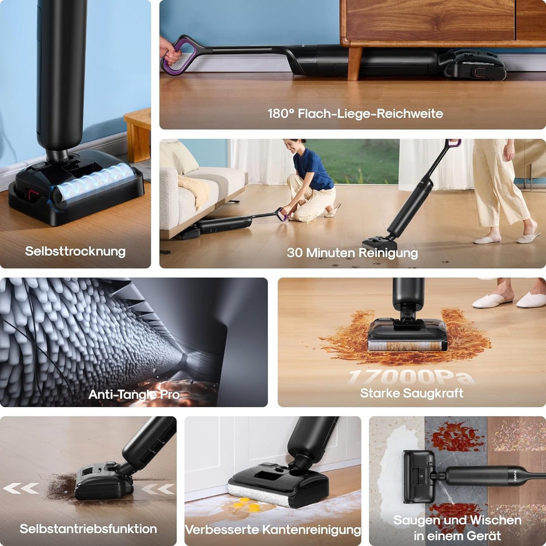 Eureka FloorShine NEW460 Nass-/Trockensauger | 180° Flachlage | 17000 Pa Saugleistung | Kantenreinig