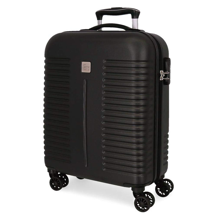 Roll Road India Kabinenkoffer Schwarz 40x55x20 cms Hartschalen ABS Kombinationsschloss 37L 2,5Kgs 4