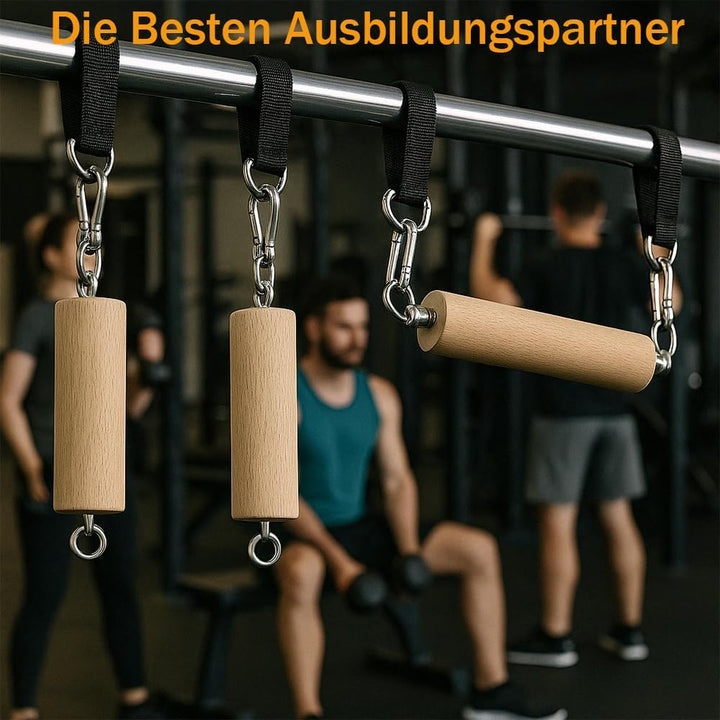 Holz Klimmzuggriffe Handgriffe，Klettergriffe Trainingsset für Krafttraining， Armkrafttrainer，Klimmzu