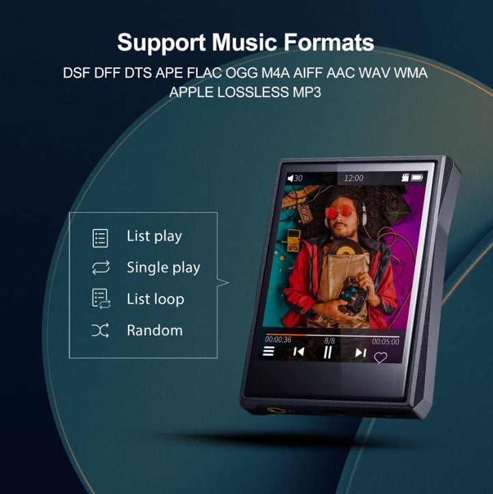 Surfans HiFi MP3 Player mit Bluetooth: F22 Full Touch Lossless Musikplayer - Tragbarer High Resoluti