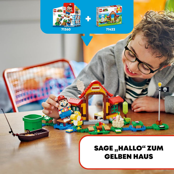 LEGO 71422 Super Mario Picknick bei Mario – Erweiterungsset, Spielzeug mit gelber Yoshi-Figur zum Ko