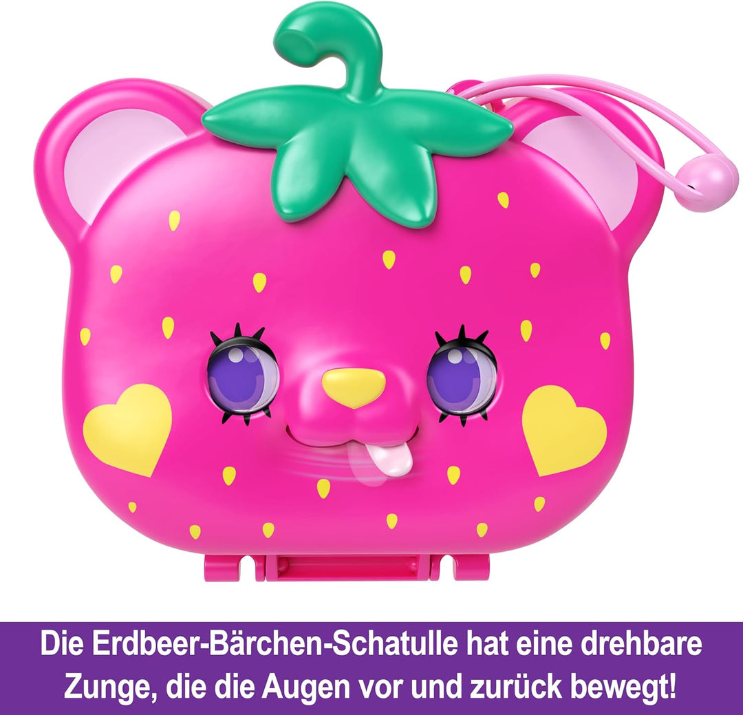 POLLY POCKET Erdbeer Bärchen Schatulle - inklusive 2 Puppen, 12 Accessoires und 5 Motiven zum Geschi