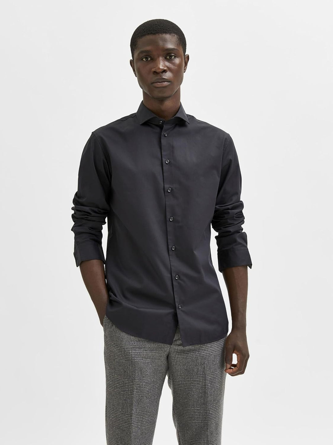 Selected Homme Male Hemd Lange Ärmel M Schwarz, M Schwarz