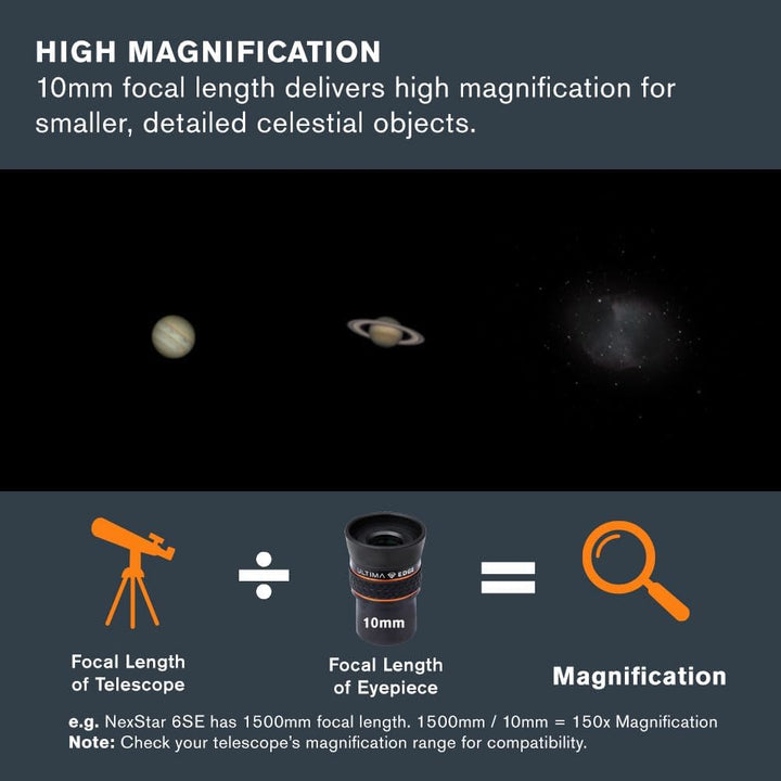 Celestron 93450 Ultima Edge 10 mm Parfokales Ultra-Flachfeld-Okular für 1,25 Zoll Fokussierer – Gest