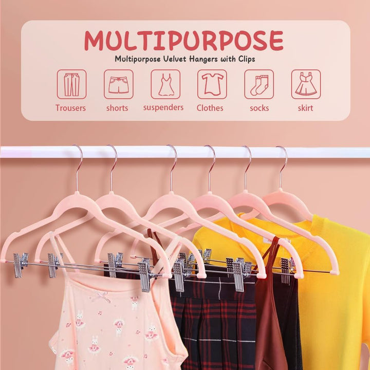 Stormix Baby Kleiderbügel, 14er-Pack Hosenbügel mit Clips, 30 cm rutschfeste Kleiderbügel, Robuste K