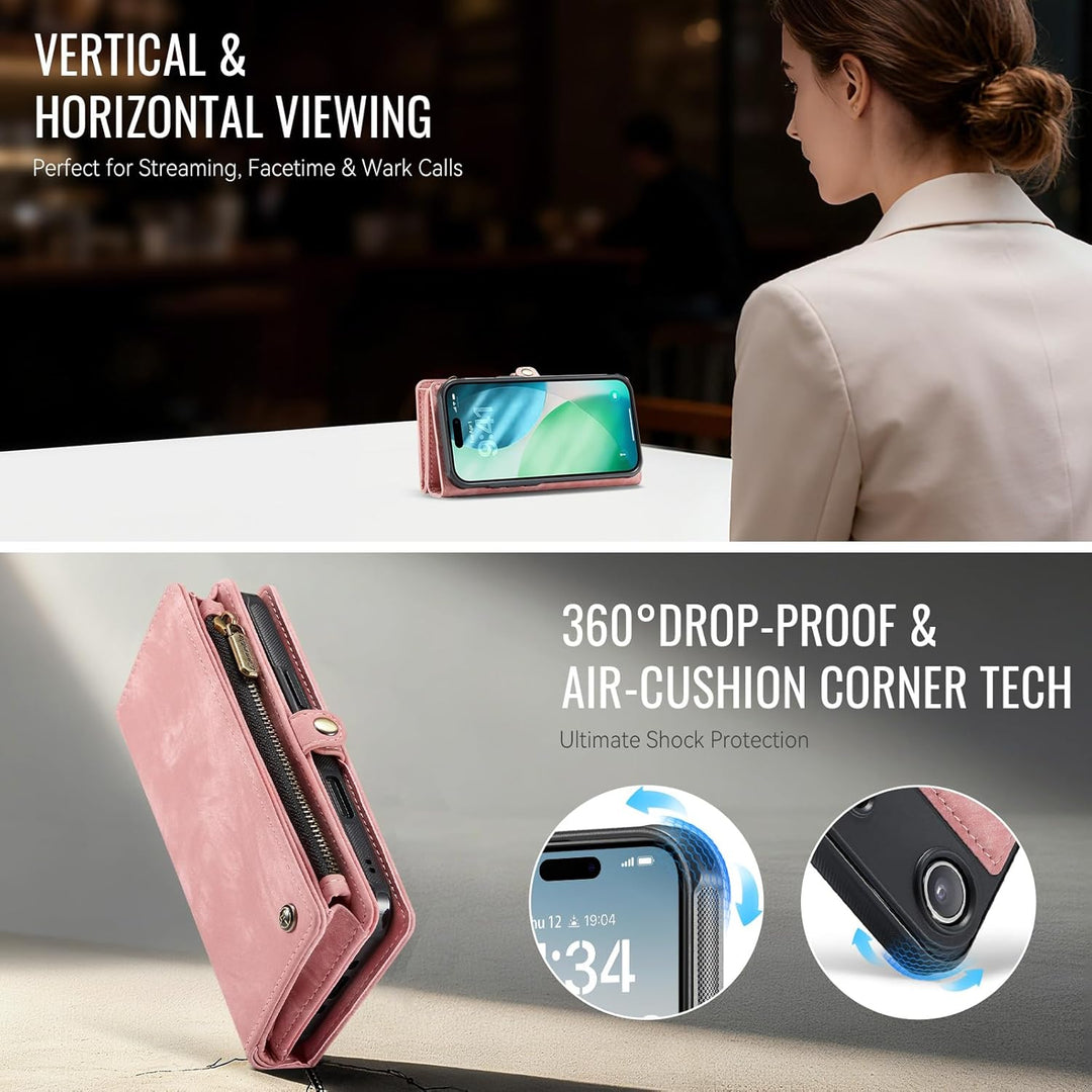 für iPhone Air Hülle, Flip PU Leder TPU Stossfest Kartenfach Tasche Handyhülle für iPhone Air, Magne