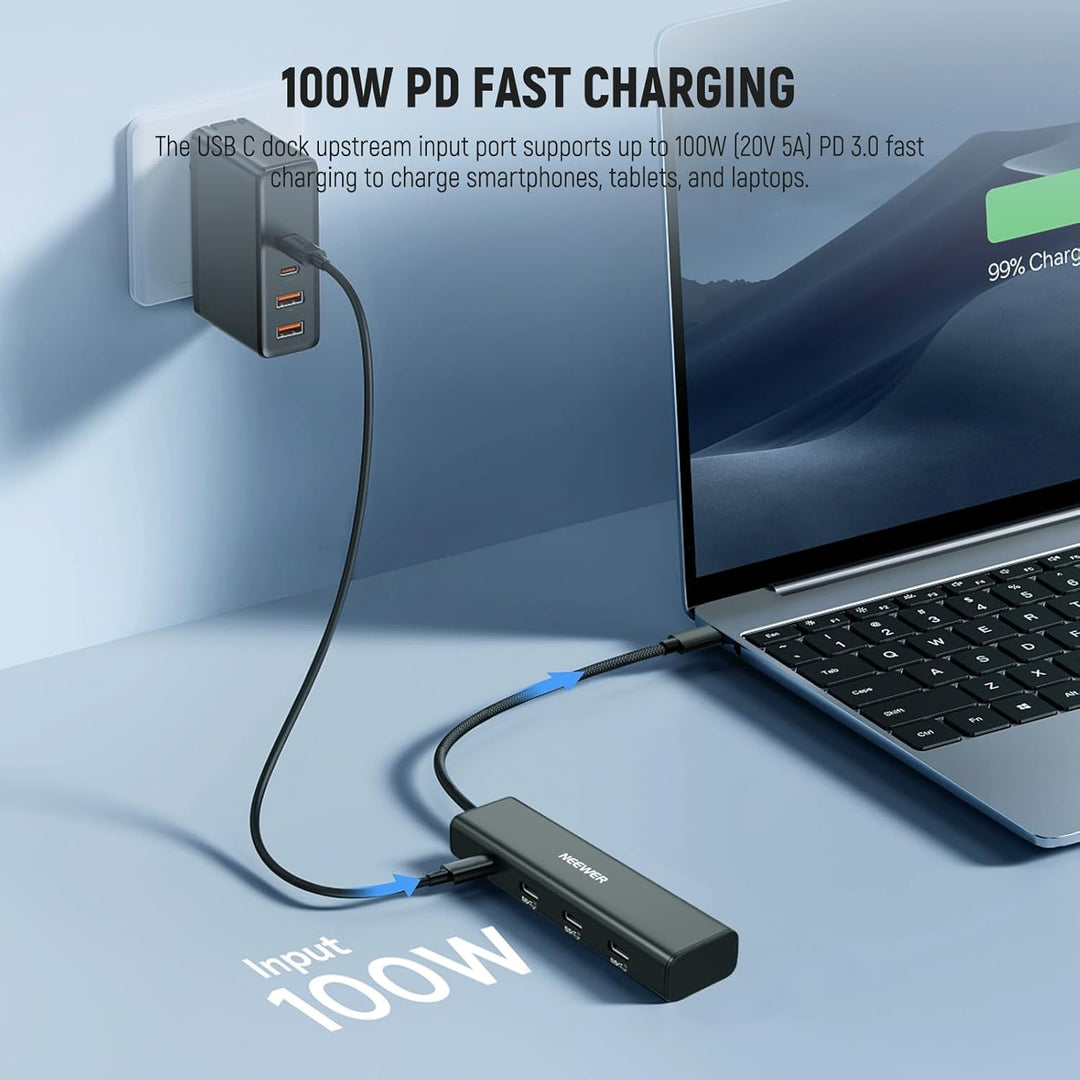 NEEWER USB C Hub Dock mit Cold Shoe Adapter, 4 in 1 Multiport Adapter Dongle mit 3 x USB C Port 3.1