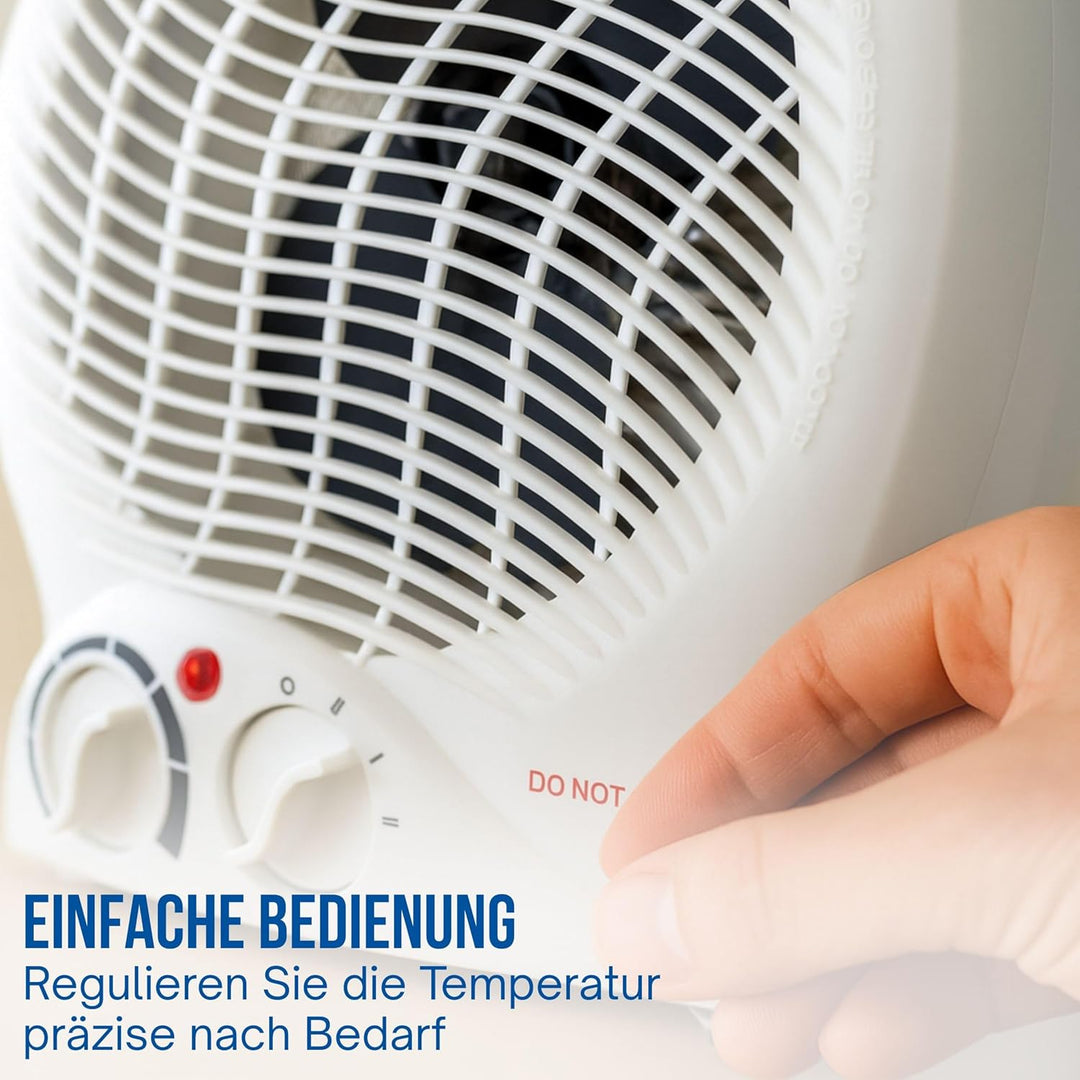 elasto – Heizlüfter "Mobil" 2000W inkl. Ventilator – tragbares Heizgerät mit Thermostat & 4-Stufen-S