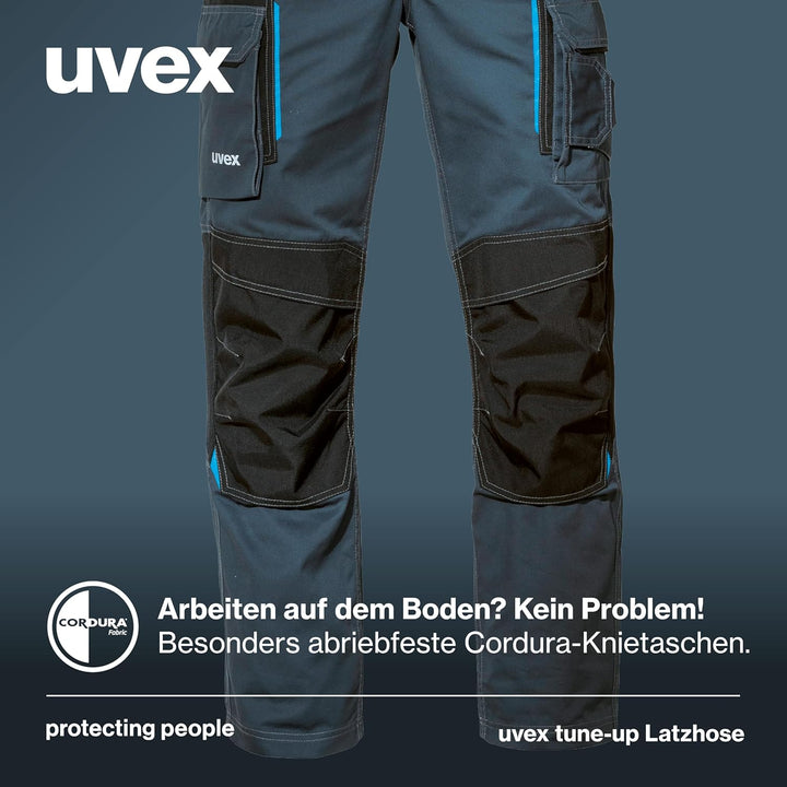 Uvex Tune-up Lange Herren-Arbeitshose - Lange Latzhose mit Knietaschen, 44 Blau