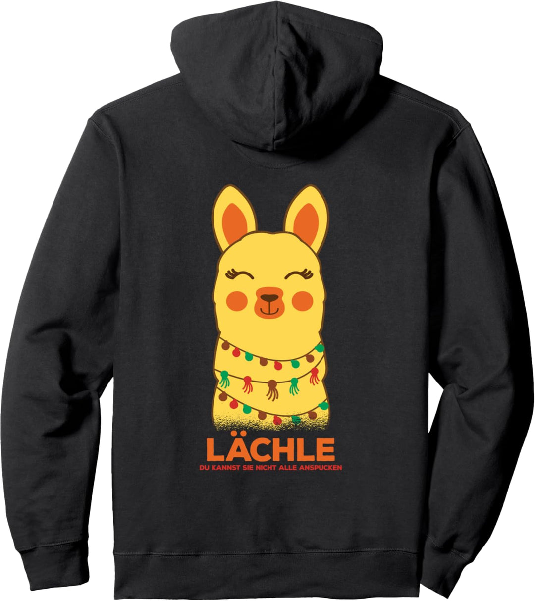 Alpaka Spruch Lächle! Du kannst Sie nicht alle anspucken Pullover Hoodie