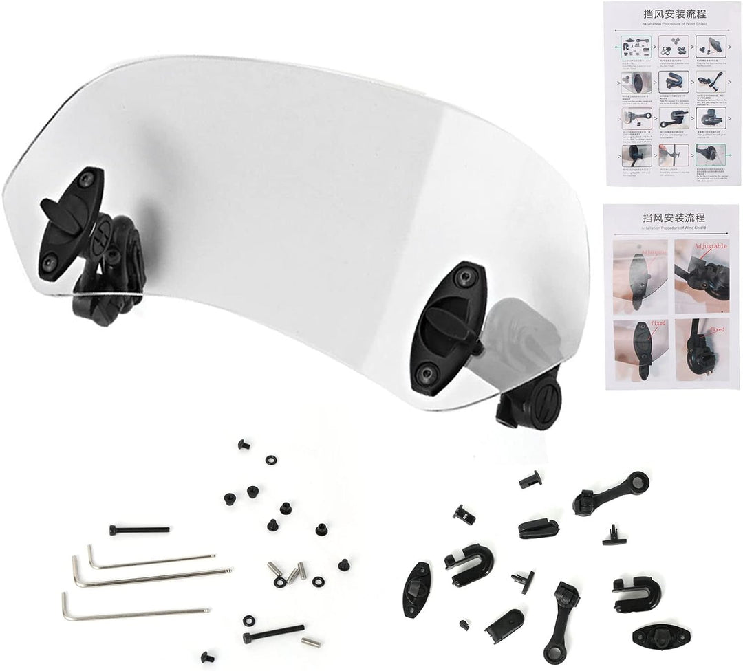 BOROCO Windschutzscheibe, Windabweiser Motorrad, Universal Motorrad Verstellbarer Clip auf Windschut