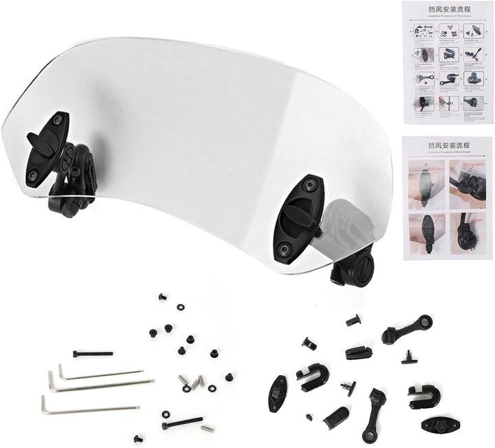 BOROCO Windschutzscheibe, Windabweiser Motorrad, Universal Motorrad Verstellbarer Clip auf Windschut