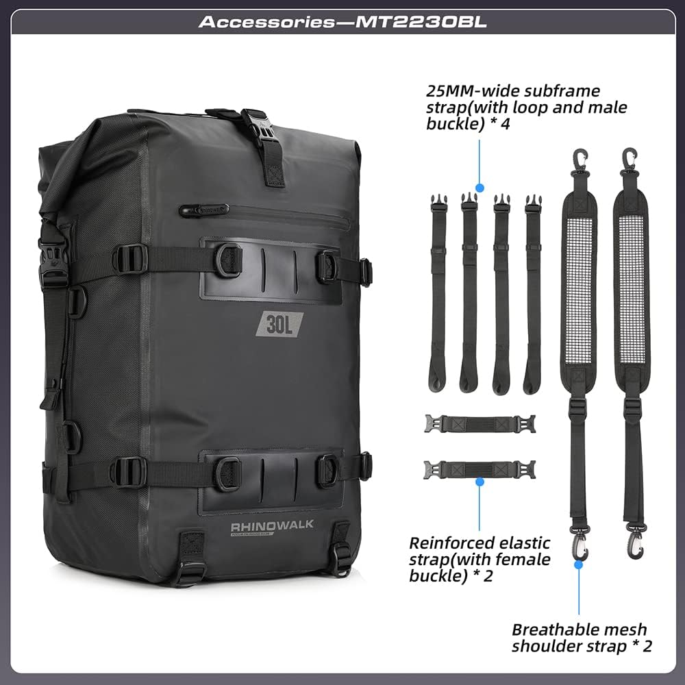 Rhinowalk Multifunktionale Motorradtasche Hecktasche Motorradgepäck 30L Motorradkoffer Satteltaschen