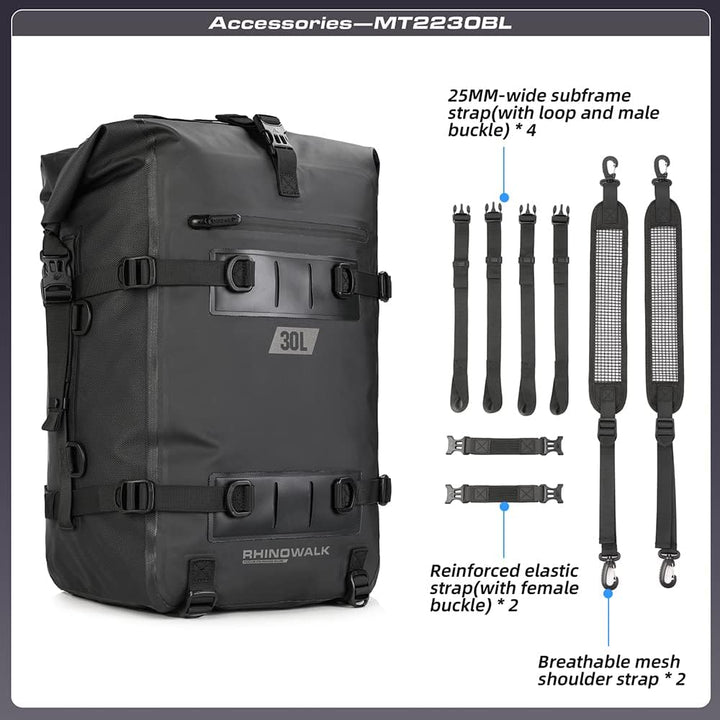 Rhinowalk Multifunktionale Motorradtasche Hecktasche Motorradgepäck 30L Motorradkoffer Satteltaschen