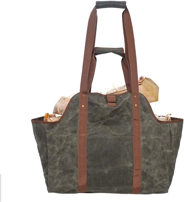 Namvo Waxed Canvas Log Tote Bag, Innen Kamin Brennholz Totes Halter, runde Holzstapel Rack Feuerholz