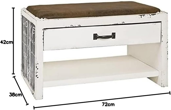 HAKU Möbel Schuhbank, MDF, Motiv-vintage, B 72 x T 38 x H 42 cm 72 x 38 x 42 Motiv-vintage, 72 x 38