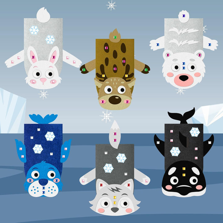 WATINC 6pcs Felt Handpuppe DIY Art Craft Set, Kunsthandwerk gefühlt Socke Puppet Spielzeug, kreative