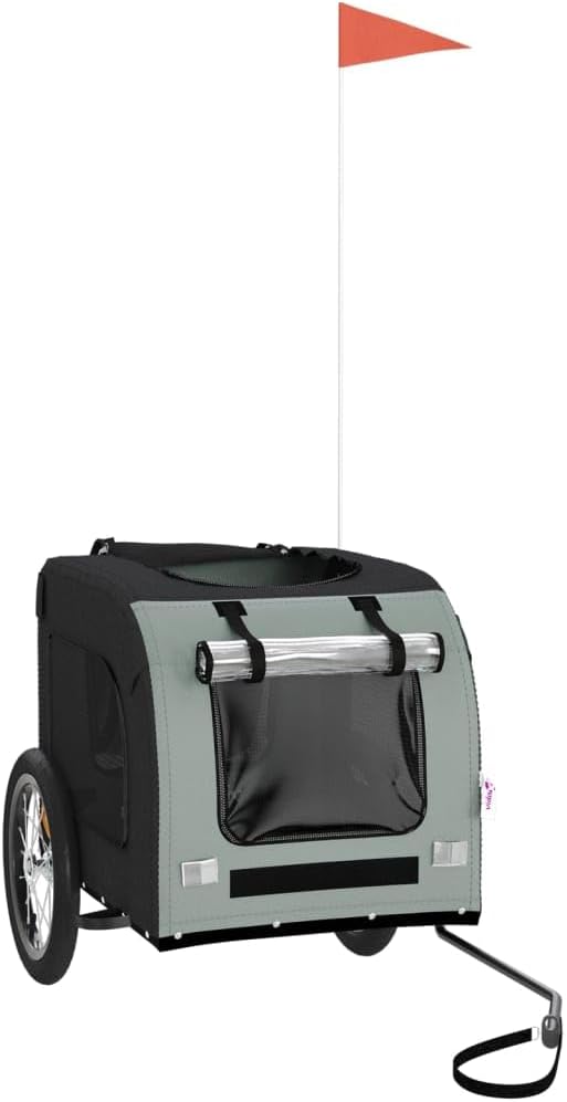 SKM Fahrradanhänger Hunde Schwarz und Grau Oxford-Gewebe und Eisen, Weight: 8.15 kg, 93832 Schwarz u