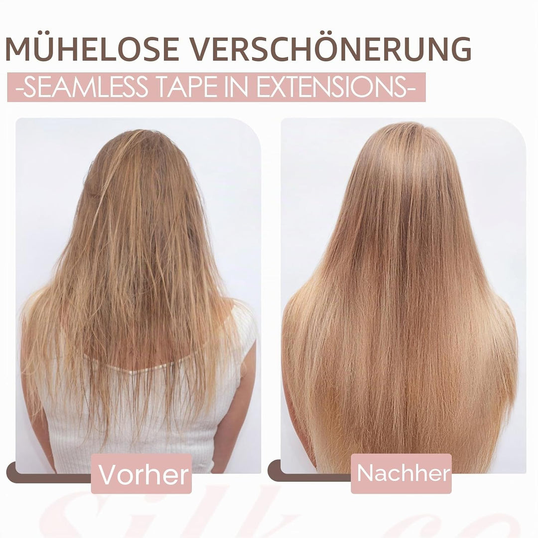 Extensions Echthaar mit Gummiband, Silk-co Wire in Extensions Goldenbraun Highlights Bleichblond 60g