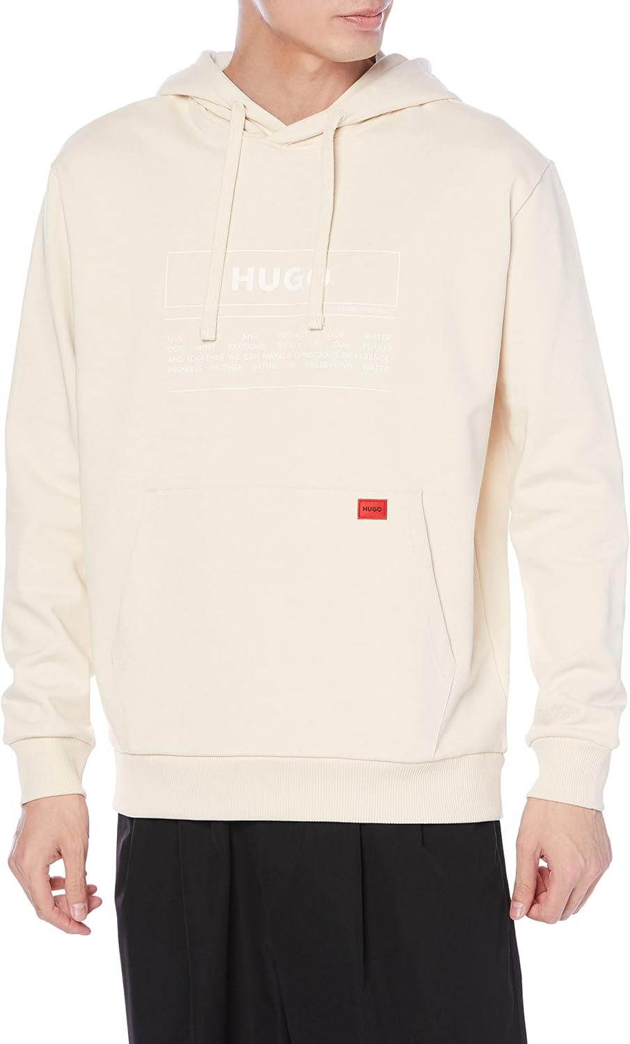 HUGO Herren Debster Relaxed-Fit Hoodie aus Bio-Baumwolle mit Manifesto-Logo Hellbeige XXL