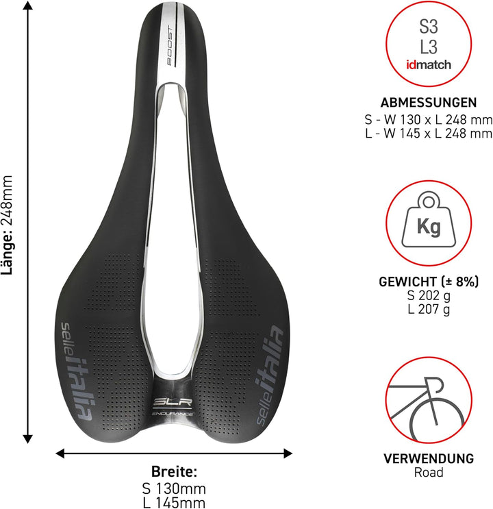 Selle Italia SLR Boost Endurance Ti316 Superflow Sattel 145x248 mm Schwarz, 145x248 mm Schwarz