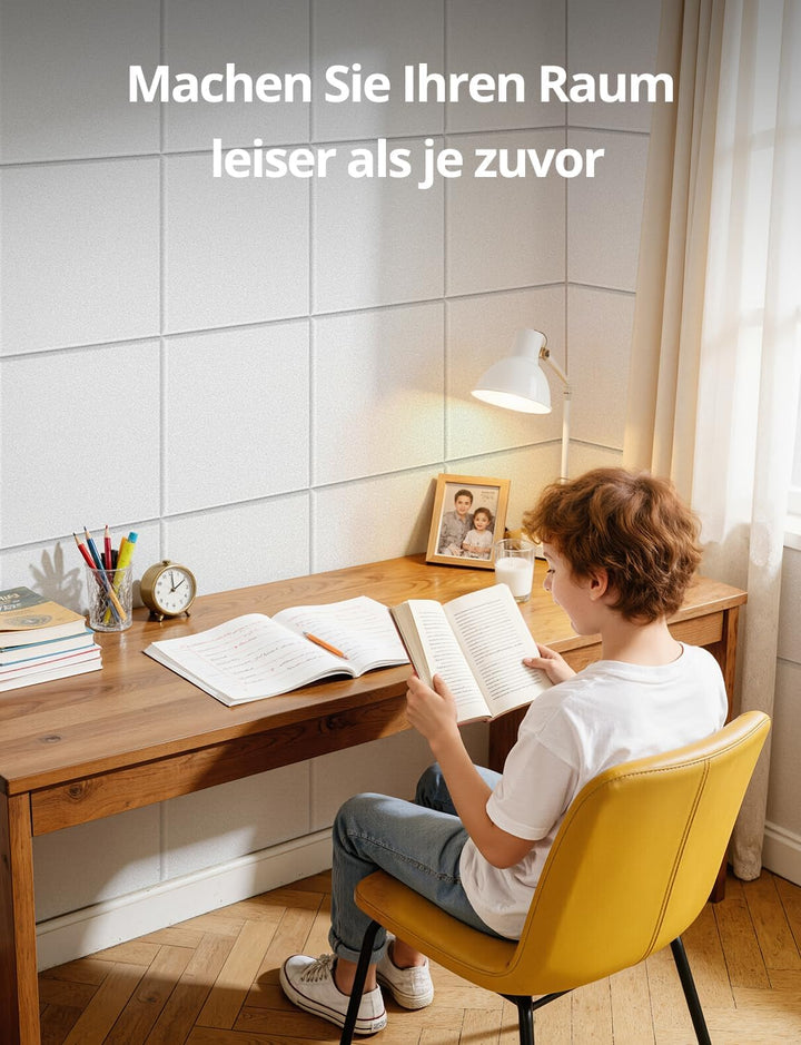 Kuchoow Quadrat Schallschutzplatten selbstklebend Schallschutz Schalldämmung Wand, 12 Stück 2-in-1 A