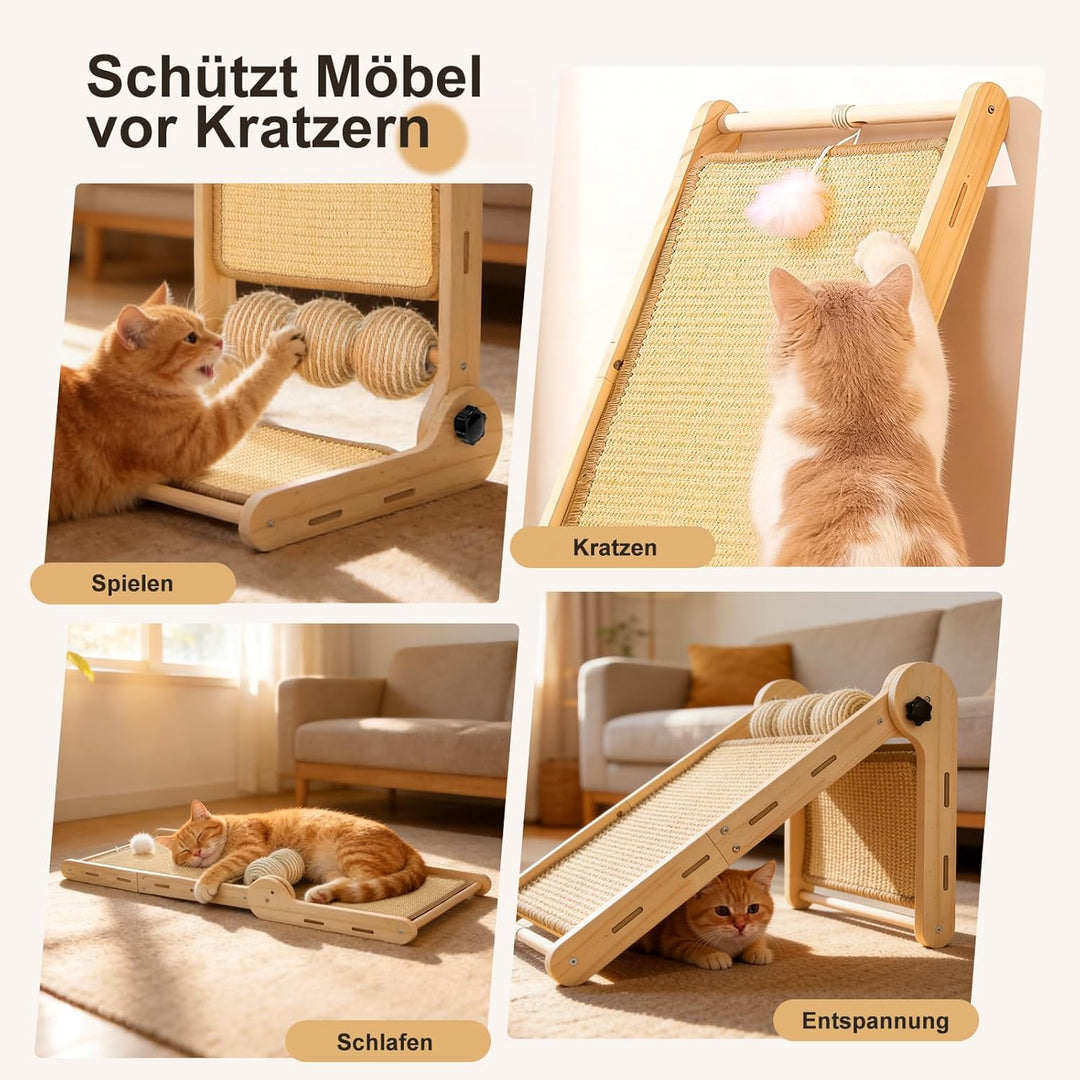 DONWEI Katzen Kratzbrett L-Förmiger, 60 cm Hohe Sisal Kratzbretter Katze Mehrzweck, Kratzbrett Sisal